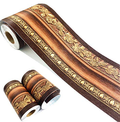 Mesoar Elegant 3D Dark Brown Wallpaper Border Wall Peel Stick Molding Border Home Ceiling Sticker for Bathroom Living Room Kitchen Wall 10cm by 16.4ft