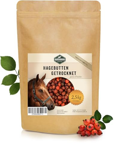 Martenbrown® Getrocknete Ganze Hagebutten 2,5kg – Natürliches Ergänzungsfutter für Pferde, Ponys und Esel – 100% Natur, Ohne Zusätze, Reich an Vitaminen