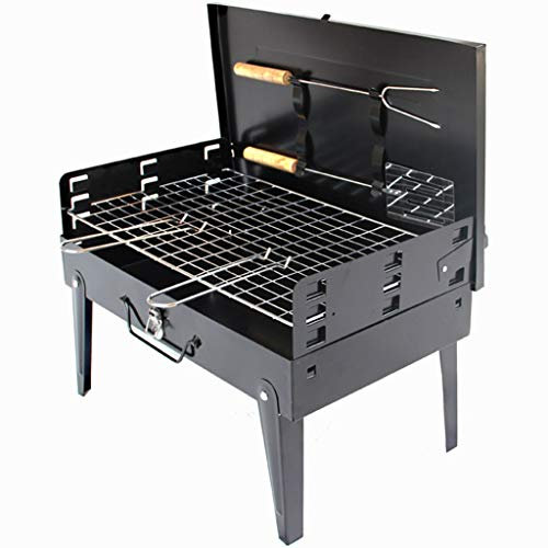 ZYCSKTL Camping Pique-Nique Petit Gril À Charbon Portable, Grille De Barbecue Pliable Extérieure avec Couvercle, 3 Niveaux De Réglage en Hauteur du Filet À Griller, Convient pour 1 À 3 Personnes