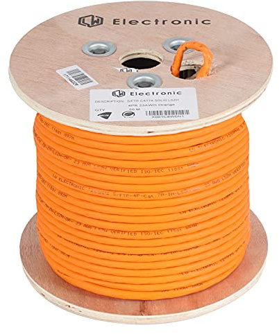 LW Electronic Verlegekabel Cat7A LAN Kabel 50m Gigabit Halogenfrei POE BauPVO Netzwerkkabel S/FTP PIMF 1200 MHz Kupfer AWG23 LSZH Installationskabel Datenkabel Orange