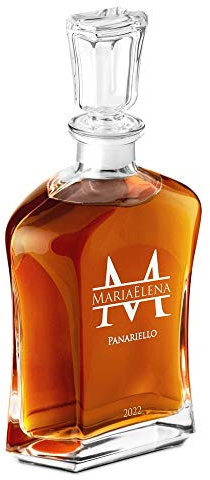 Maverton Decanter per Whisky in vetro - incisione personalizzata - Caraffa in vetro da 700 ml - idea regalo per il compleanno per la donna - La maiuscola