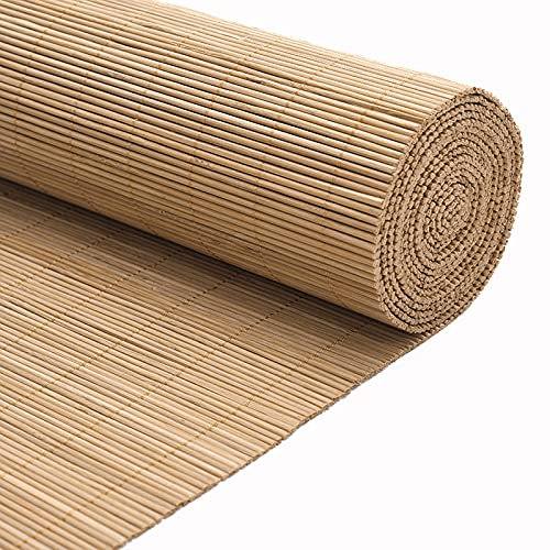 Geovne Nicht Transparentes Bambusrollo,Sonnenschutz-Rollo Bambus,Bambusvorhang,Bambus Raffrollo,50-160cm Breite Bambus-Rollo,für Fenster/Türen/Balkone,mit Seitlichem Zug (55x250cm/21.7x98.4in)