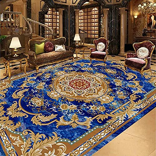 HGFHGD Tapis bleu peinture au sol papier peint salon salle d'étude PVC auto-adhésif autocollant de sol imperméable luxe 3D carrelage mural
