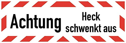 Aufkleber Warn Hinweis Achtung Heck schwenkt aus Warnung Schild Folie selbstklebend | Größen wählbar Made in Germany, Größe: 90x30 cm