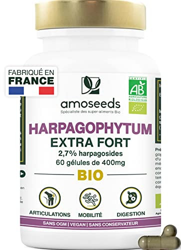 Harpagophytum BIO, Extra Fort | 3000mg par jour, 2,7% Harpagosides | Articulations, Tendons, Mobilité | Griffes du Diable | 60 Gélules Vegan | Qualité Supérieure