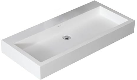Design Waschbecken Mineralguss Waschtisch zur Wandmontage Gussmarmor Eckig Waschplatz Wandhängend ohne Armaturloch LP4510-0 100cm weiß matt