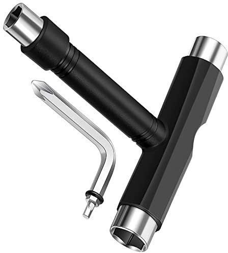 SHULLIN 2 teiliges All in One Skate Tools Skateboard Werkzeuge Skateboard Tool Schraubenschlüssel Skateboard T Tool Accessory Skateboard T Werkzeugzubehör Skatetool mit L förmiger Phillips Schraube