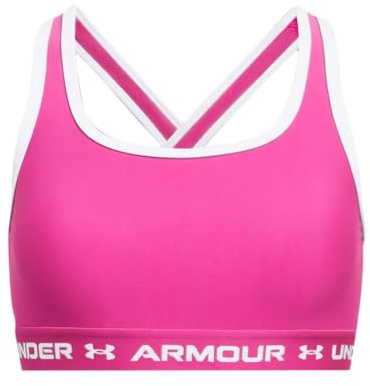 Under Armour Sujetador Deportivo Medio con Espalda Cruzada, Opaco para Niñas, Rosa Rebel Pink, S (YS)