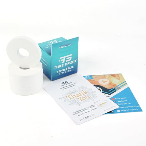 TAKE SPORT Sporttape, Klebeband, Sporttape, Fingerband, Crossfit, Sportbandage, 6er-Pack, 1,5 cm x 10 m, nicht elastisch, Baumwolle, weiß