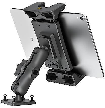 OHLPRO Tablet Halterung Auto mit Hochleistungs Bohrerbasis, LKW Tablet Halterung 360° Drehbare Klemme Halter Kompatibel mit 5-13 Zoll iPad, Pro, Mini, Sumsung Tab, Robuster iPad Halterung, Schwarz