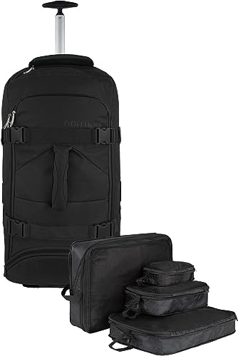 normani Reisetasche mit Rollen und Rucksackfunktion 60 L Reisetrolley Rucksack mit Rollen mit 4 Kleidertaschen