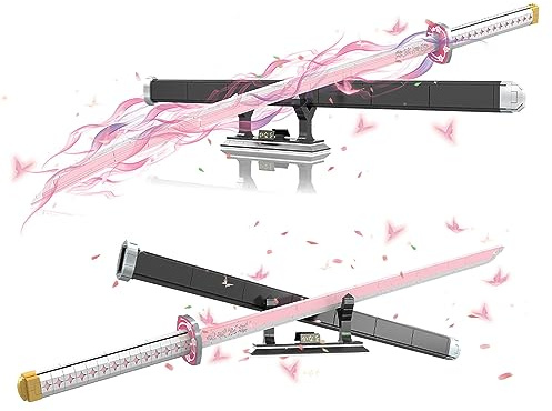 Tarcury Tsuyuri Kanao Anime Cosplay Sword Building Set, 37.8in Samurai Katana Model with Stand and Scabbard, Ideal Collectible Gift for Adult Fans (706 Pieces)