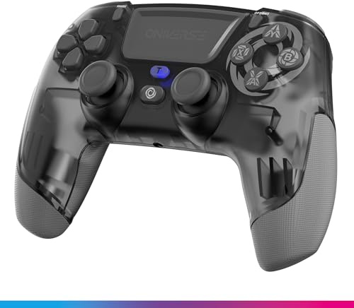 Oniverse Mando para PS4 PS3 PC ANDROID iOS, Jack de cascos, Inalámbrico, vibraciones ajustables, panel táctil, botones macro traseros, modo Turbo, Wake up, Revolt (Mercury Grey/Gris)