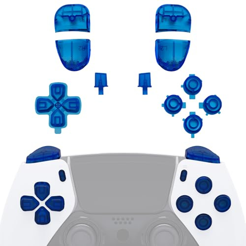 eXtremeRate Replacement Full Set Buttons Compatible with ps5 Edge Controller, Clear Blue D-pad Share Options Home Face Buttons R1 L1 R2 L2 Triggers Compatible with ps5 Edge Controller