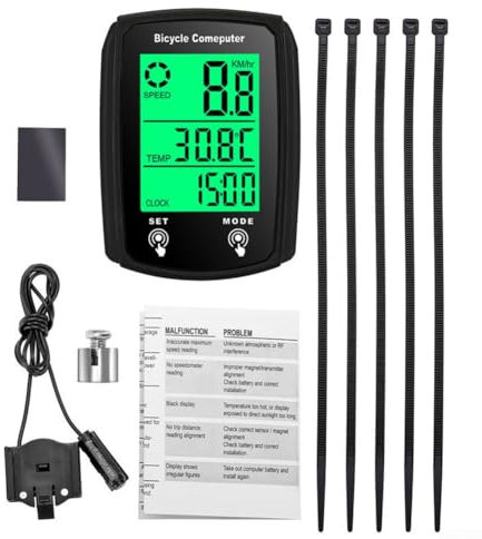 Fahrrad-Code-Anleitung, kabelgebundene Geschwindigkeit, Kilometerstand, Fahrradcomputer, wasserdichter Fahrradtacho, Kilometerzähler (schwarz)