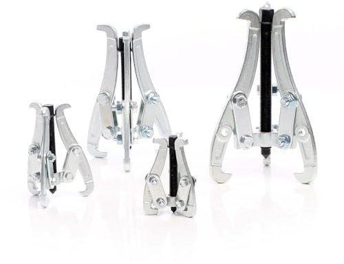 XPOtool Klauenabzieher 75 mm, 100 mm, 150 mm, 200 mm, 4X Profi Abzieher Lagerabzieher Satz als Innen Außen Ausdrücker, für Lager, Zahnrad, Riemenscheibe