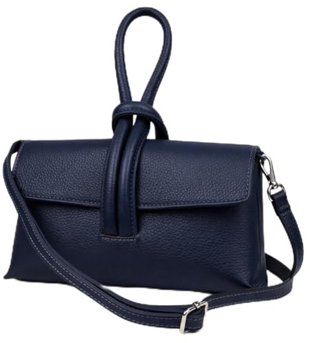LeahWard Women’s Genuine Leather Crossbody Bag, Loop Knot Handle Clutch, Small Designer Style Shoulder Handbag with Strap | Premium Leather
