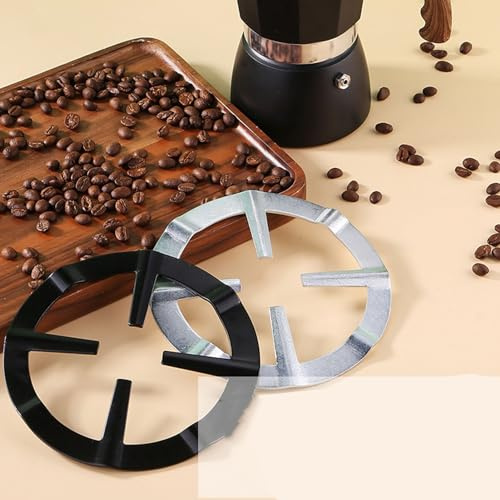 Segutage Porta Pentole Moka, 13.3 CM Ghisa Supporto Riduttori, Nero Rotondo Supporto Caffettiera per Fornelli a Gas Campeggio