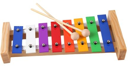 Oshhni Xylophon aus Metall mit 8 Tönen, Montessori-Motorik-Spielzeug, tragbares Handklopf-Klavierspielzeug, Schlaginstrument für Familiensitzungen und, klein