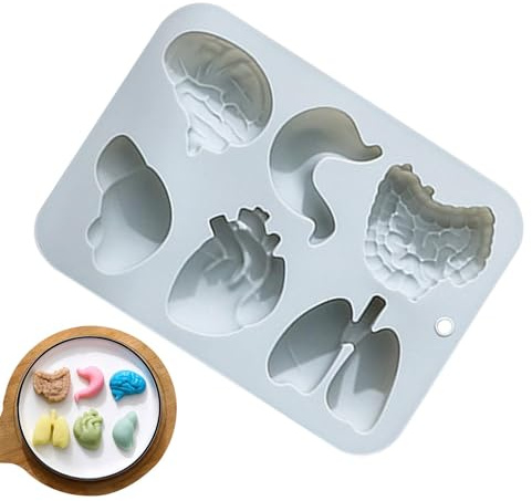Meindin Moules organes du corps – Moule à chocolat en forme de cœur humain – Moule à chocolat à 6 cavités pour décoration de gâteaux, bonbons, décorations de cupcakes