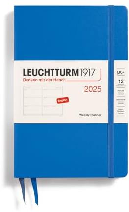 LEUCHTTURM1917 371018 Veckokalender Paperback (B6+) 2025, Sky, engelska