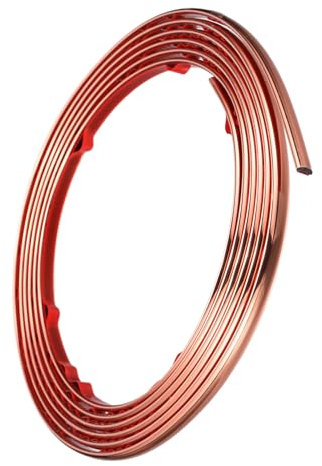 GLOKUUCA Ruban adhésif – 1 lot de garniture décorative à décoller et à coller pour bord de carrelage, miroir, meubles, porte, armoire, décoration murale en PVC, (0,8 cm x 5 m, or rose)