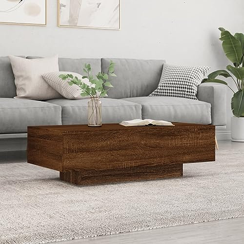 AUVYI Wohnzimmer Couchtisch 100x49,5x31 cm Telefontisch Schlichtes Design Sofatisch Beistelltisch Wartebereich Tisch Kaffeetisch Konsolentisch Schlafzimmermöbel Holzwerkstoff Braun Eichen-Optik