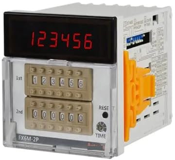 Compteur et minuterie FX6M-2P4, L72 x 72 mm, 6 Chiffres, LED, 2 préréglages, 2 Sorties Relais, 100-240 VCA