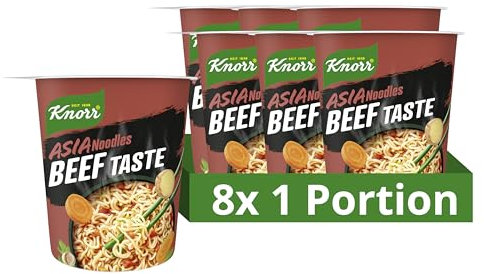 Knorr Asia Noodles Instant Nudeln Beef Taste leckere Asia Nudeln fertig in nur 3 Minuten 8x 63 g
