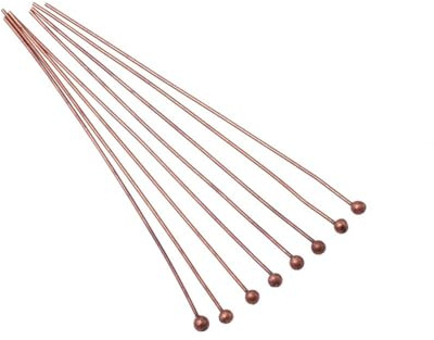 Wisafory 200 Stück Kugelkopfstifte für Schmuckherstellung, 50 mm Biegsame Kopfstifte aus Metall, Perfekt zum Basteln von Ohrringen, Anhängern, Perlen & Armbändern, Vielseitiges DIY-Zubehör Rotbronze