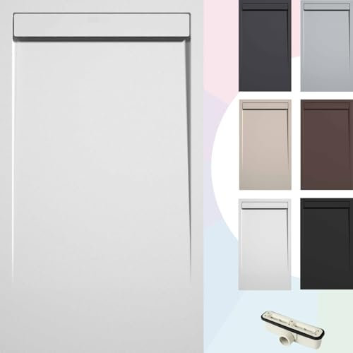 SOULBATH Receveur de Douche -Résine -Gel Coat -Texture Lisse/Pierre -Antidérapant -Couleur Blanc 180x90 Extra plat 3Cm Bonde de vidange incluse - Conception Minimaliste