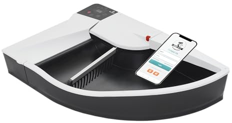 Smart Kitty Lettiera automatica autopulente, intelligente, super robusta, meccanismo in metallo, costrizione umorale, APP wifi, per molti gatti, efficiente, (Nero-Bianco, Scoperta)