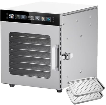 forplubossmmp Deshidratadores De Alimentos para Secar Frutas Carnes, Máquina Secadora De Alimentos Comercial con 2 Bandejas para Té, Máquina Secadora De Alimentos Eléctrica, Acero Inoxidable,8-Layer