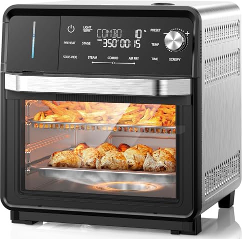 Nuwave Combi Steam Oven, Non-Toxic Stainless Steel Multi-Cooker with Air Fry, Sous Vide, Toast & More, 50-450°F Precision, 120 Presets, Moisture Control, Programmable, Easy to Clean, 16 quarts