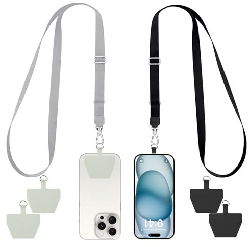 Flintronic Mobile Phone Lanyard, 2PCS Adjustable Collar Lanyard with 4 Patches, Adjustable Universal Cell Phone Cord Strap for Neck Straps Crossbody Strap Wrist Strap, Compatible with most phone Cases