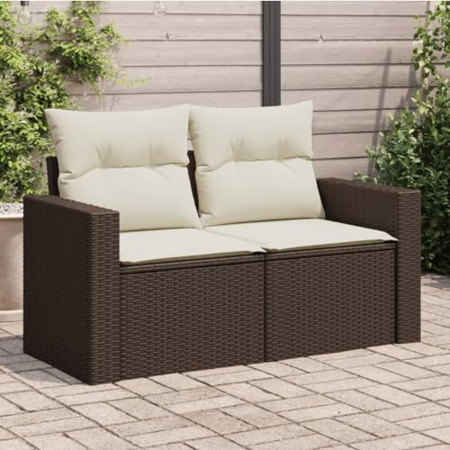 Myheimly Gartensofa mit Kissen 2-Sitzer Braun Poly Rattan Braun mit Stauraum 3041948de