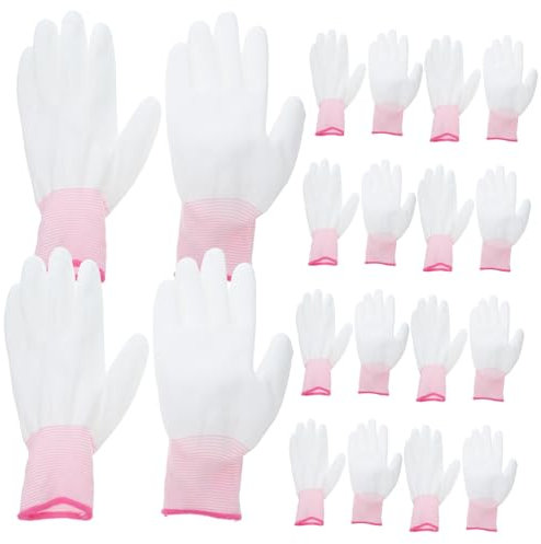 LAPYAPPE 12 Stück Fingerhandschuhe mit Polyesterbeschichtung Tipp Weiße Handschuhe Griff berühren Arm Elektriker bauhandschuhe elektrische handschuhe isolierte Arbeitshandschuhe Nylon Rosa