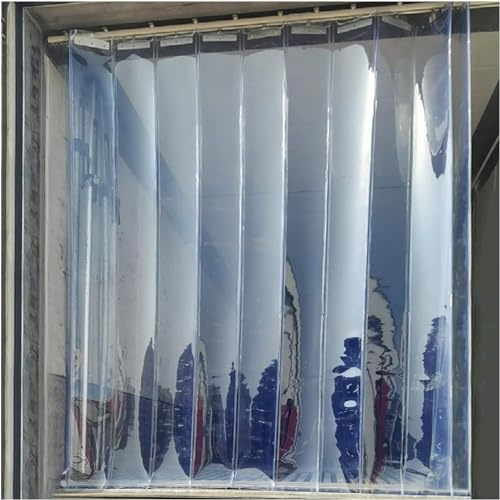LNNW PVC Streifenvorhang PVC-Streifenvorhang, durchsichtige Schiebetürvorhänge aus Kunststoff, faltbarer, wasserdichter Weichglasverschluss, anpassbar Für Lager Garagentor Gefrierschrank Eingang(0.54X