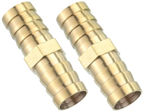 QUARKZMAN 16mm Schlauchverbinder Messing Doppelnippel Kupplung, 2 Stück Schlauchverbinder Benzinschlauch Schlaucharmaturen Gartenschlauch zum Verbinden von Luftschläuchen