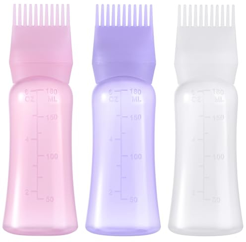 Root Comb Applicator Bottles 180ml Hair Oil Applicator Dye Bottle Tools | Plastic Hair Oiler Comb Bottle 2 Pack Squeeze Hair Oil Applicator for Hair Dye, Scalp