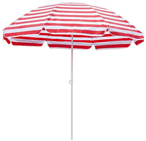 XOBRJQZ Parasol de plage extérieur rayé rouge et blanc, petits parapluies de pêche portables