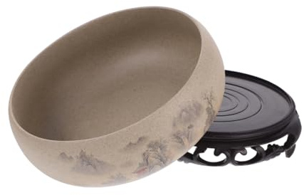 HEMOTON Bol Céramique Fait Main pour Plantes Hydroponiques Pot de Fleur Décoratif pour Eau et Design Moderne avec Base