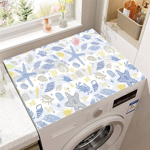 Absorption d'eau Housse de Protection pour Machine à Laver Top, Highdi Coussin de Machine à Laver Antidérapant Housse de Machine à Laver pour Machine à Laver Ou Sèche-Linge (Étoile de Mer,60x60cm)