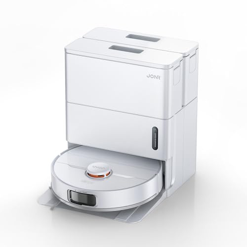 JONR Robot aspirapolvere T5 Pro Gen 2 15000Pa con funzione di spazzatura, potenza di aspirazione (aggiornamento di T5 Pro) con asciugatura ad aria calda, spazzola laterale anti-infeltrimento