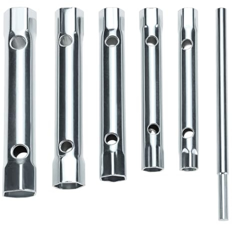 QWORK® Jeu de Clés à Tubes, 6 Pièces 8 x 9-16 x 17 mm Galvanisée avec Levier Inclus