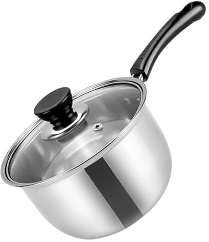 ABOOFAN Cacerola Para Leche 18 Cm, Olla Para Cocinar La Estufa De Acero Inoxidable, Resistente Al Calor, Asa Única, Apta Para Inducción y Gas, Adecuado Para Bebés y Sopas, Olla Compacta Portátil