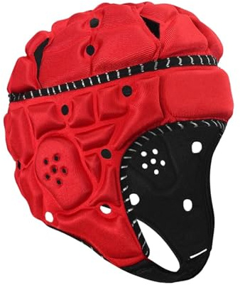 RNXRZANK Rugbyhelm für Kinder, American Football, Stoßfester, Kopfschutz für Rugbytraining, Flag Football Kappe, Rot