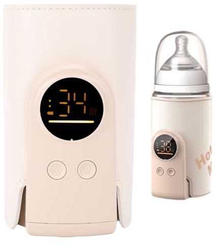 Babyflaschenwärmer, 13 cm, konstante Temperatur, USB wiederaufladbar, tragbarer Flaschenwärmer, isolierte Hülle, Digitalanzeige, Halterung für Reisen, Outdoor, Camping