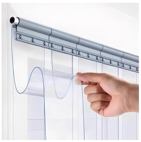 Kit de tiras de cortina de PVC transparente, resistente al viento y al polvo, cortina de listones transparentes para almacenes, fábricas, supermercados, fácil instalación