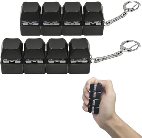 HAOXYO 2pcs Keyboard Fidget Toy, Fidget Keyboard Keychain | Clicky Fidgets Toy, Finger Keyboard Caps, Stress Relief and Focus Enhancer for Adults and Teens